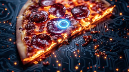 Poster - futuristic digital innovation background with glowing blue circle in abstract technology design