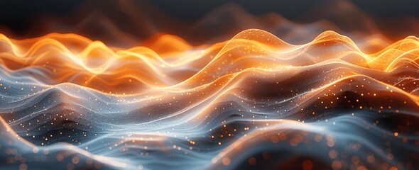 Poster - elegant brown and gold waves on black