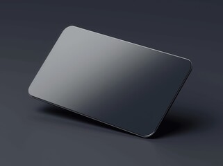 Poster - Black Plastic Card Mockup on Dark Background with Rounded Corners and Shadow Minimal 3D Rendering