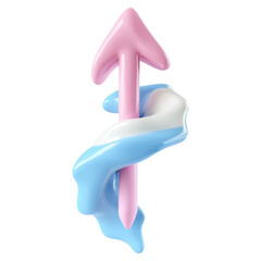 Poster - 3D A pink and blue arrow pointing upwards isolated on transparent or white background, png