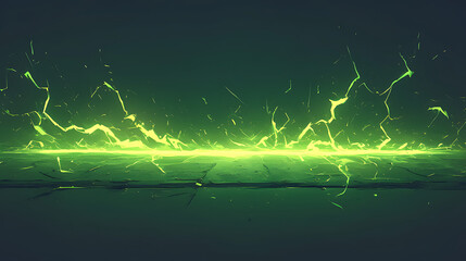 Fototapete - Green electric flash 2d illustration element