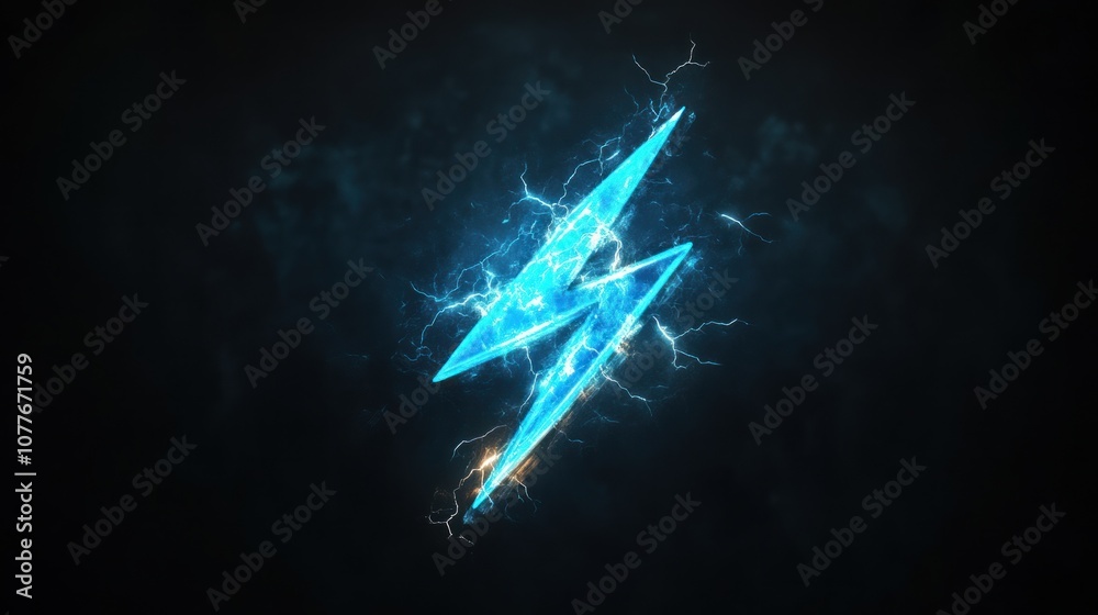 etter Q electric blue lightning bolt on black background dynamic energy ...