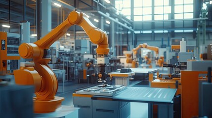 Poster - Industrial Robot Arm Working in Factory Setting