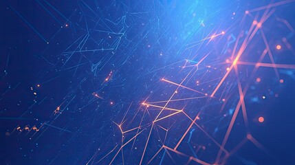 Poster - Abstract Network with Glowing Lines and Points