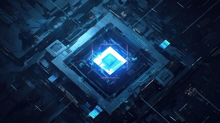 Poster - Abstract Digital Gateway with Glowing Blue Light