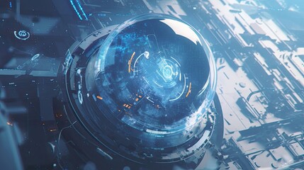Poster - Futuristic Technology with a Glowing Blue Orb and Detailed Circuitry