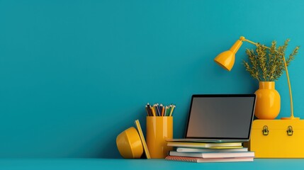 Poster - Explore the effective online learning concept with laptops and books for enhanced education