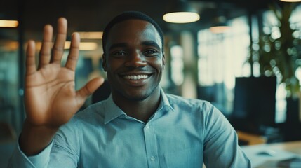 Sticker - Businessman Smiling at Camera in Office