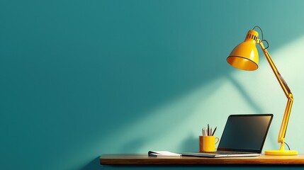 Poster - Enhance your remote learning experience with a laptop and organized notes in a bright workspace