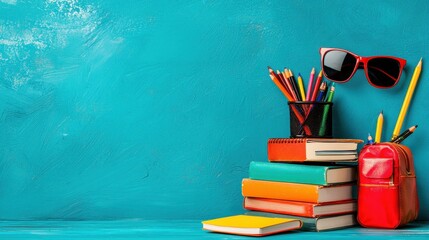 Poster - Enhance your study routine with an organized student desk featuring essential online study tools on a light background