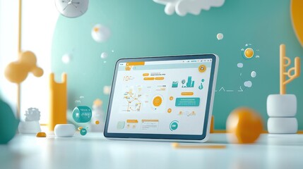 Poster - Explore the dynamic elearning platform on a tablet against a bright background to enhance learning experience