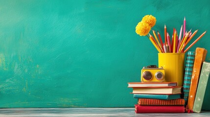 Poster - Explore essential virtual school resources enhanced by innovative tech gadgets for a clean and organized learning environment