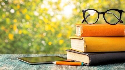 Poster - Create an inviting virtual study desk with a tablet and notebook to enhance your learning experience