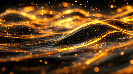 Wall Mural - Abstract 3D Background with Glowing Orange Particles