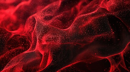 Poster - Abstract Red Wavy Pattern with Glittering Particles