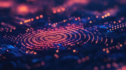 Poster - Abstract Digital Fingerprint Pattern with Red and Blue Lights