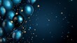 © Panuwat - Dark blue background bunch balloons floating air are birthday party balloons, Celebration