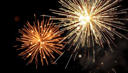 fireworks exploding in the night sky with a dark background, new year's eve party, new year celebrat