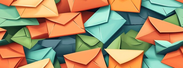 Aufkleber - Vibrant Multicolored Envelopes Background for Communication Creativity and Design : Generative AI