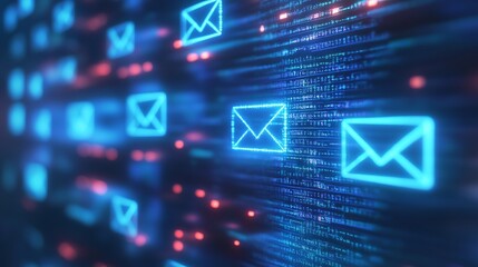 Poster - High-Tech Digital Email Icons Symbolizing Modern Networking and Online Connectivity : Generative AI