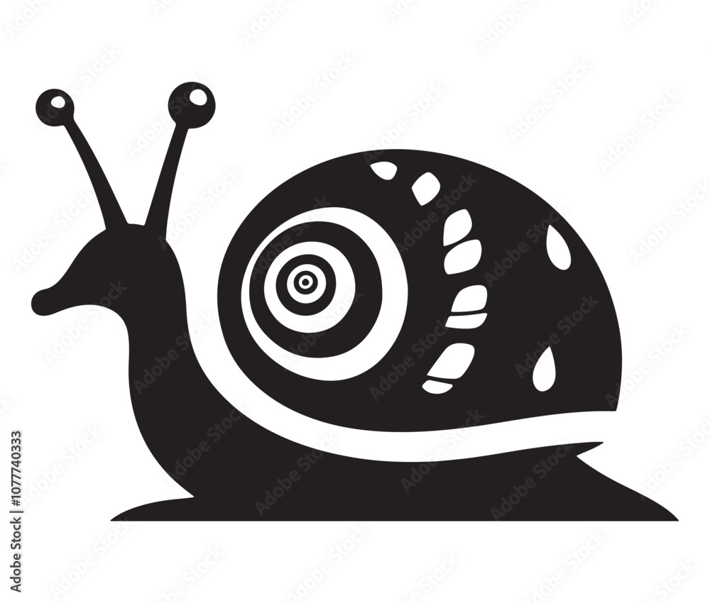Snail isolated on white background, Snail silhouette vector ...
