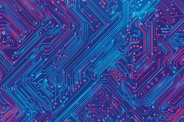 Poster - Futuristic vector illustration of a blue circuit board with intricate digital tech elements, perfect for advanced technology backgrounds.	
