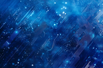 Poster - Futuristic vector illustration of a blue circuit board with intricate digital tech elements, perfect for advanced technology backgrounds.	
