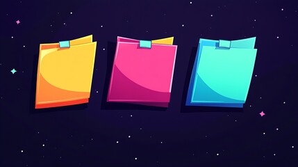 Aufkleber - Three Vibrant Sticky Notes on a Starry Background Perfect for Design : Generative AI