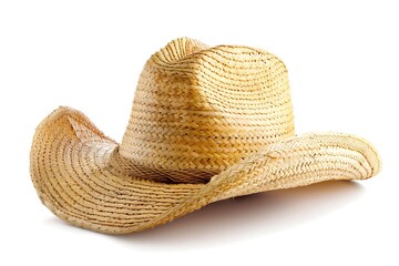 Summer straw hat isolated on white background