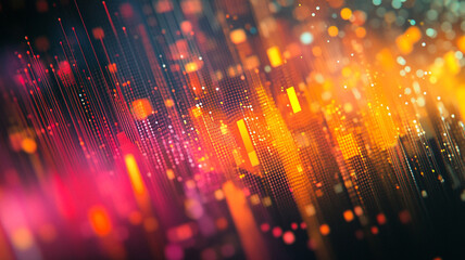 Poster - Vibrant abstract digital patterns showcasing dynamic business data at night