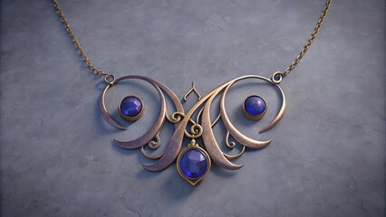 Sticker - Ornate Gold Necklace with Three Blue Gemstones