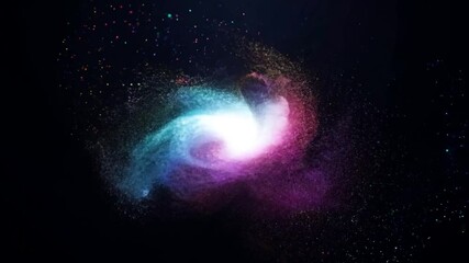 Poster - Cosmic Swirl of Colorful Particles in Deep Space at Night Generative AI