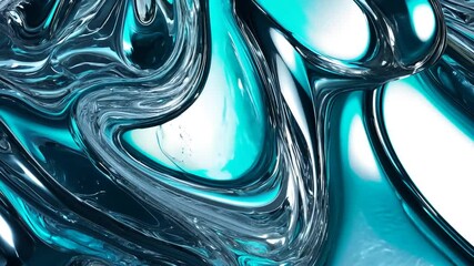 Aufkleber - Abstract Mercury Chrome Animation Flowing Over a Dark Background Generative AI