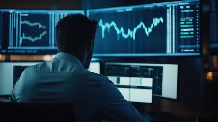 Poster - An experienced fund manager presenting a detailed market outlook to a room of institutional investors.