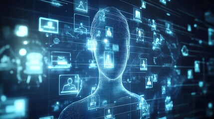 Poster - an hr manager using ai to analyze resumes, identifying top candidates quickly, and making recruitmen