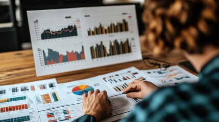 Poster - An investor analyzing a global market investment chart showing international stocks, bonds, and currency fluctuations.