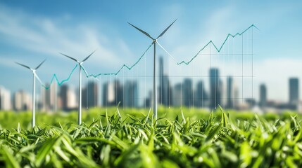 Poster - An investor looking at a chart tracking the performance of stocks in the renewable energy sector