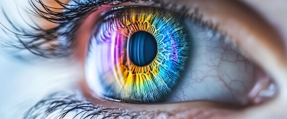 Poster - Close-up of a human eye with a colorful iris.