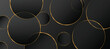 © BG DSgin - abstract luxury background with golden circle pattern. Abstract black background, diagonal lines and strips, vector illustration