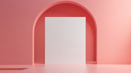 Poster - White Panel in Pink Archway with Minimalist Design