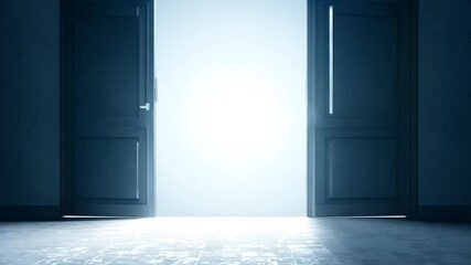 Poster - Opening Doors Revealing a Bright Light in a Serene Setting Generative AI