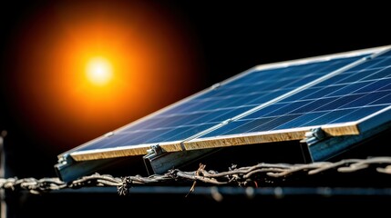 Leinwandbilder - Harnessing solar energy a close-up view of solar panels on a clear day under bright sunlight