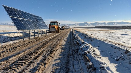 Poster - Explore the stunning closeup of a solar farm against a bright background harnessing renewable energy for a sustainable future