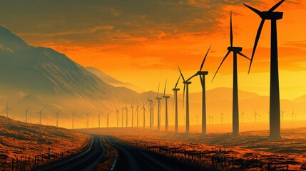 Aufkleber - Explore the benefits of offshore wind turbines against a tranquil sea backdrop for sustainable energy solutions