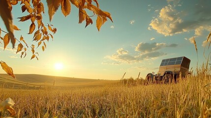 Aufkleber - Harnessing solar energy in agricultural fields the future of sustainable farming under clear skies
