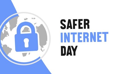 Wall Mural - happy safer internet day with padlock silhouette