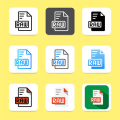 Poster - Set raw design icon format. file type, document, file format and extension.