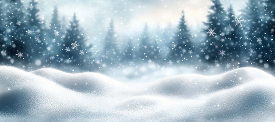 Wall Mural - Beautiful Winter Snowy Background