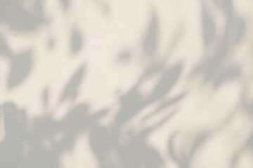 Aufkleber - Abstract leaf shadow and light blurred background. Natural tropical plant leaves tree branch shadows sunlight on white wall texture for shadows overlay effect foliage mockup wallpaper and design