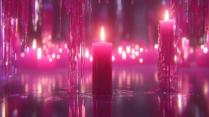 Poster - Vibrant Candlestick Chart Representation with Digital Elements Displayed in an Artistic 3D Environment for Financial Market Analysis and Insights